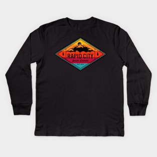 Vintage Rapid City South Dakota Mountain Outdoors Kids Long Sleeve T-Shirt